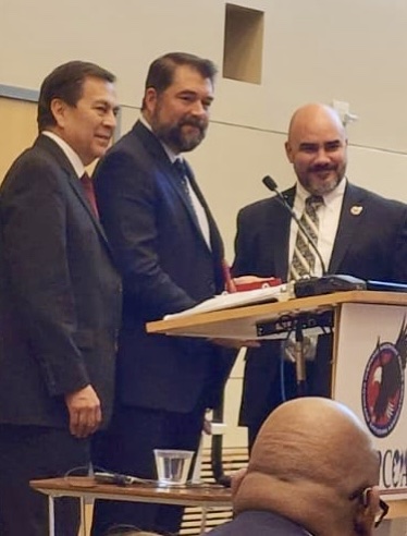 HAPCOA Executive Director Tony Chapa with NCIS Director Omar Lopez and then Deputy Assistant Director Ivan Acosta in Los Angeles at the HAPCOA National Law Enforcement Training Symposium in November 2022.